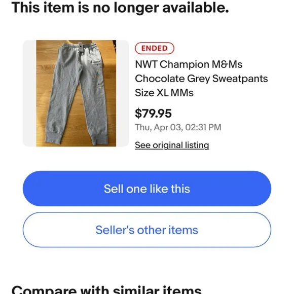 authentic M&M’s x Champion grey sweatpants limited edition